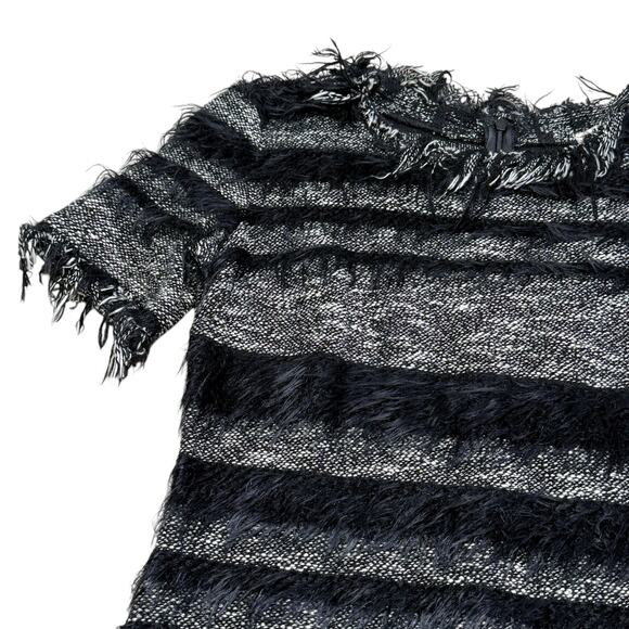 Vintage 1990s Nicole Miller Atelier Tweed Shag Short Sleeve Shift Dress Size 2 - Picture 6 of 9